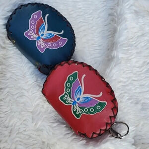 Vintage handmade leather‎ keychain/ mini